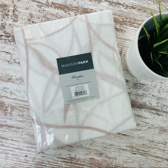 Madison Park Other - MADISON PARK Reed Leaf Embroidered Window Sheer Voile Panel Blush 50 x 95 NEW